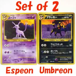 Umbreon 197 & Espeon 196 Neo Discovery Japanese Pokemon Cards Old Back TCG C - Image 1