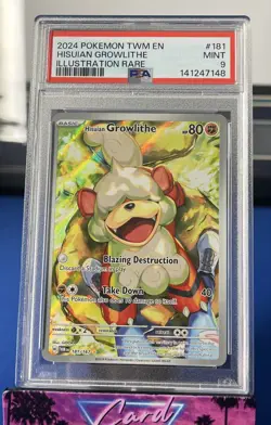 2024 Pokemon SV Twilight Masquerade TWM EN Hisuian Growlithe #181/167 PSA 9 - Image 1