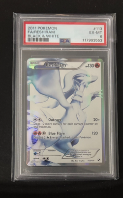2011 POKEMON BLACK & WHITE #113 FA RESHIRAM BLACK & WHITE FULL ART PSA 6 - Image 1