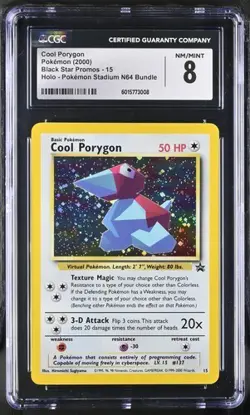 Pokemon Cool Porygon Pokemon Stadium N64 Black Star Holo Promo #15 CGC 8 - Image 1