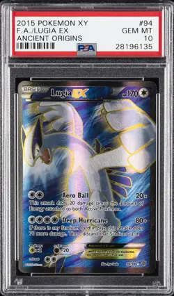 2015 POKEMON XY ANCIENT ORIGINS #94 FULL ART/LUGIA EX PSA 10 - Image 1