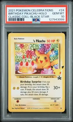 2021 POKEMON CELEBRATIONS CLASSIC COLL #24 BIRTHDAY PIKACHU-HOLO PSA 10 - Image 1