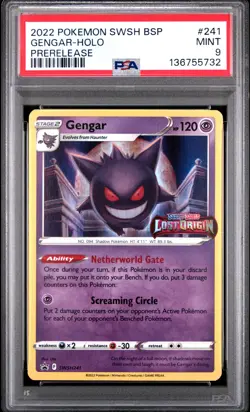 2022 POKEMON SWSH BLACK STAR PROMO PRERELEASE #241 GENGAR-HOLO PSA 9 - Image 1