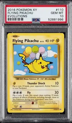 2016 POKEMON XY EVOLUTIONS #110 FLYING PIKACHU PSA 10 - Image 1