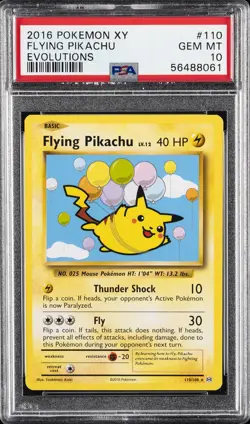 2016 POKEMON XY EVOLUTIONS #110 FLYING PIKACHU PSA 10 - Image 1