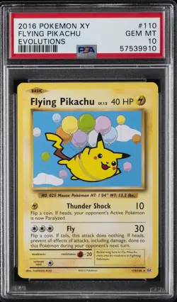 2016 POKEMON XY EVOLUTIONS #110 FLYING PIKACHU PSA 10 - Image 1