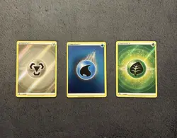 Pokemon TCG 3 Card Lit Reverse Holo Energy’s Grass & Steel Have Texture - Image 1