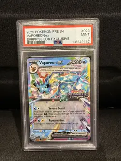 2025 POKEMON PRE EN #023/131 VAPOREON EX SURPRISE BOX EXCLUSIVE PSA 9 - Image 1