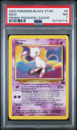 Mew 2000 Pokemon Promo Black Star #8 Promo-Pokemon League PSA 7 NEW SLAB - Image 1