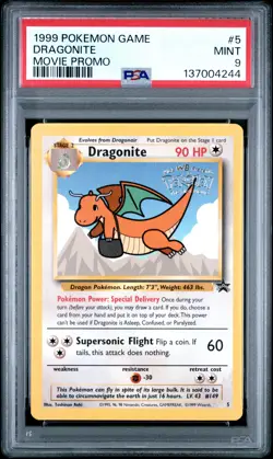 1999 POKEMON GAME MOVIE PROMO #5 DRAGONITE PSA 9 - Image 1