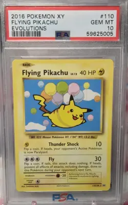 2016 POKEMON FLYING PIKACHU XY EVOLUTIONS 110/108 PSA 10 Secret Rare - Image 1