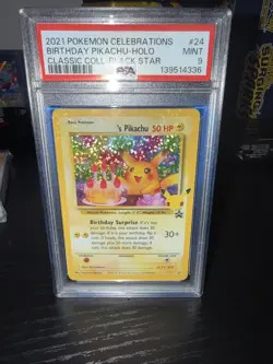 Pokemon Pikachu TCG Holo Rare Birthday Celebrations Card #24 PSA 9 - Image 1