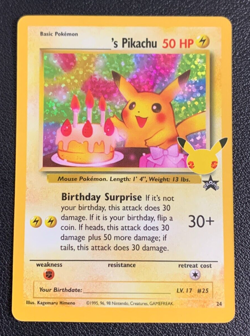 Birthday Pikachu 24 Celebrations 25th Anniversary Collection Pokemon TCG Card NM - Image 1