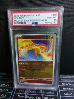Moltres 146 PSA 10 Reverse Holo Master Ball Mint Japanese 151 Pokemon Card - Image 1