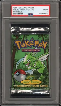 PSA 9 MINT 1999 POKEMON JUNGLE UNLIMITED SCYTHER ART SEALED BOOSTER PACK - Image 1
