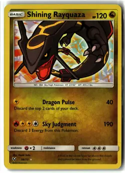 Shining Rayquaza ⭐ 56/73 Holo Rare Shining Shining Legends 2017 Pokemon NM/LP - Image 1