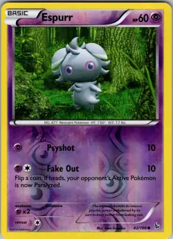 Espurr 42/106 XY - Flashfire Pokemon TCG LP-NM - Image 1