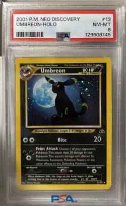 2001 Pokemon Neo Discovery Umbreon Holo 13/75 PSA 8 NM-MT - Image 1