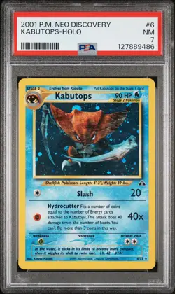 2001 POKEMON NEO DISCOVERY #6 KABUTOPS-HOLO PSA 7 - Image 1