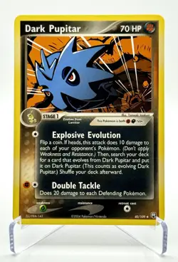 Pokemon TCG Dark Pupitar 40/109 EX Team Rocket Returns 2004 Uncommon Non Holo - Image 1