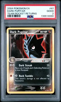2004 POKEMON EX TEAM ROCKET RETURNS #41 DARK PUPITAR PSA 2 - Image 1