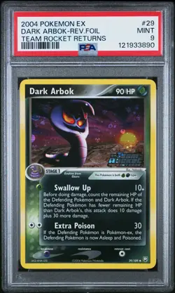 2004 POKEMON EX TEAM ROCKET RETURNS #29 DARK ARBOK-REVERSE FOIL PSA 9 - Image 1