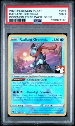 2023 POKEMON PLAY! POKEMON PRIZE PACK: SER 3 #046 RADIANT GRENINJA PSA 9 - Image 1