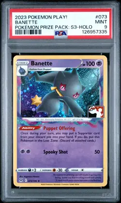 2023 POKEMON PLAY! POKEMON PRIZE PACK: SER 3 HOLO #073 BANETTE PSA 9 - Image 1