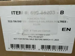 CASE OF 6 Pokemon TCG - Crown Zenith Tin [Galarian Moltres] - FACTORY SEALED - Image 2