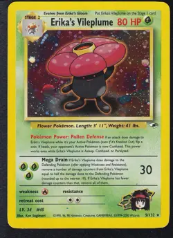 Erika's Vileplume 5/132 Gym Heroes Holo Rare Pokemon Card Vintage WOTC TCG - Image 1