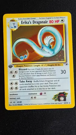 3 Set 1stEd Pokemon Cards Erika's Dragonair, Brock's Rhydon, Giovanni's Nidoking - Image 1