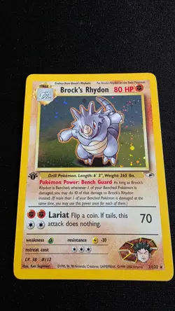3 Set 1stEd Pokemon Cards Erika's Dragonair, Brock's Rhydon, Giovanni's Nidoking - Image 3