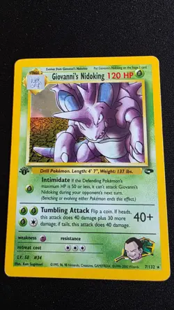 3 Set 1stEd Pokemon Cards Erika's Dragonair, Brock's Rhydon, Giovanni's Nidoking - Image 5