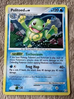 2008 Pokemon TCG Legends Awakened Politoed Holo Rare 12/146 MP - Image 1