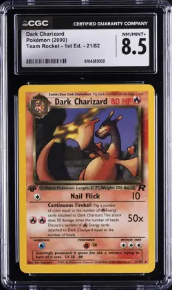 2000 POKEMON TEAM ROCKET 1ST EDITION #21 DARK CHARIZARD CGC 8.5 - Image 1