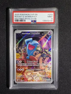 2025 POKEMON SVP EN-SV BLACK STAR PROMO #203 TEAM ROCKET'S WOBBUFFET PSA 9 - Image 1