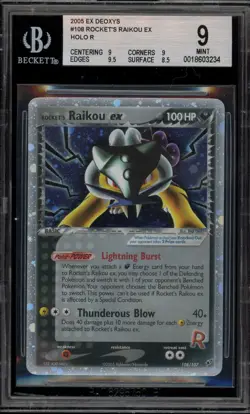 Pokemon Rocket's Raikou EX Deoxys Holo Ultra Rare #108 BGS 9 Mint - Image 1