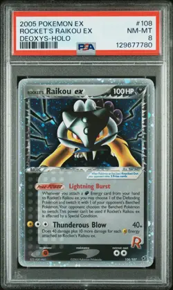 Rocket's Raikou Ex 108/107 Secret Rare Ultra Rare Pokemon Ex Deoxys PSA 8 - Image 1