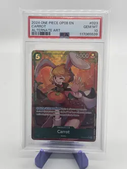 PSA 10 GEM MINT CARROT ALT ART OP08-023 One Piece TCG Two Legends - Image 1