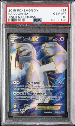 2015 POKEMON XY ANCIENT ORIGINS #94 FULL ART/LUGIA EX PSA 10 - Image 1
