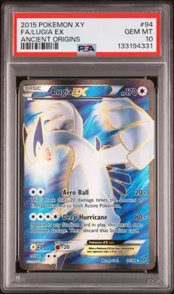 2015 POKEMON XY ANCIENT ORIGINS #94 FULL ART/LUGIA EX PSA 10 - Image 1