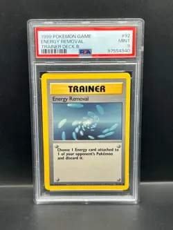 Pokemon PSA 9 MINT Energy Removal 92/102 TRAINER DECK B Non-Holo 1999 S#4940 - Image 1