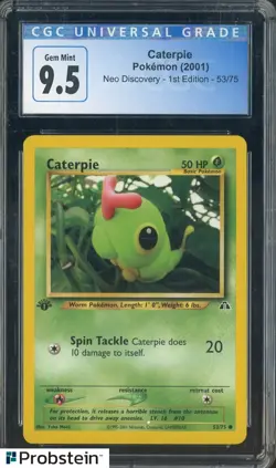 2001 Pokemon Neo Discovery 1st Edition #53/75 Caterpie CGC 9.5 GEM MINT - Image 1