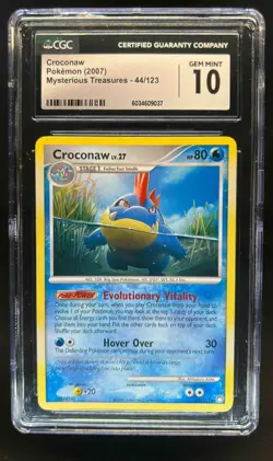 2007 Pokemon Diamond & Pearl Mysterious Treasures Croconaw #44/123 CGC 10 - Image 1
