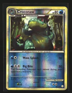 Pokemon CROCONAW 38/123 Reverse Holo (2010 HeartGold SoulSilver) LP/Light Play - Image 1