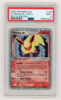 2005 POKEMON EX DELTA SPECIES #108 FLAREON EX HOLO PSA 9 MINT - Image 1