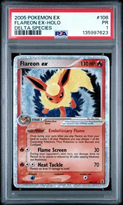 PSA 1 Flareon ex 108/113 2005 Delta Species Ultra Rare Pokemon Card - Image 1