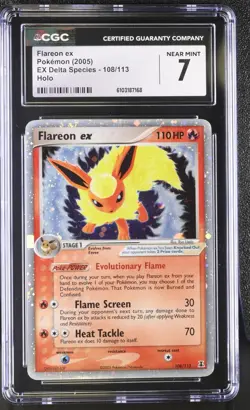 2005 POKEMON EX DELTA SPECIES FLAREON EX #108/113 ULTRA RARE HOLO CGC 7 NM - Image 1