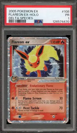 Pokemon Flareon ex EX Delta Species Holo Ultra Rare #108 PSA 1 - Image 1