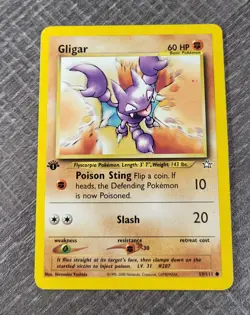 Gligar 1st Edition Neo Genesis 59/111 Vintage Pokemon Card MP Condition - Image 1